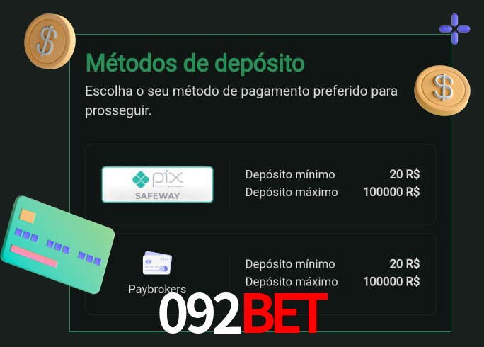 O cassino 092bet oferece uma grande variedade de métodos de pagamento